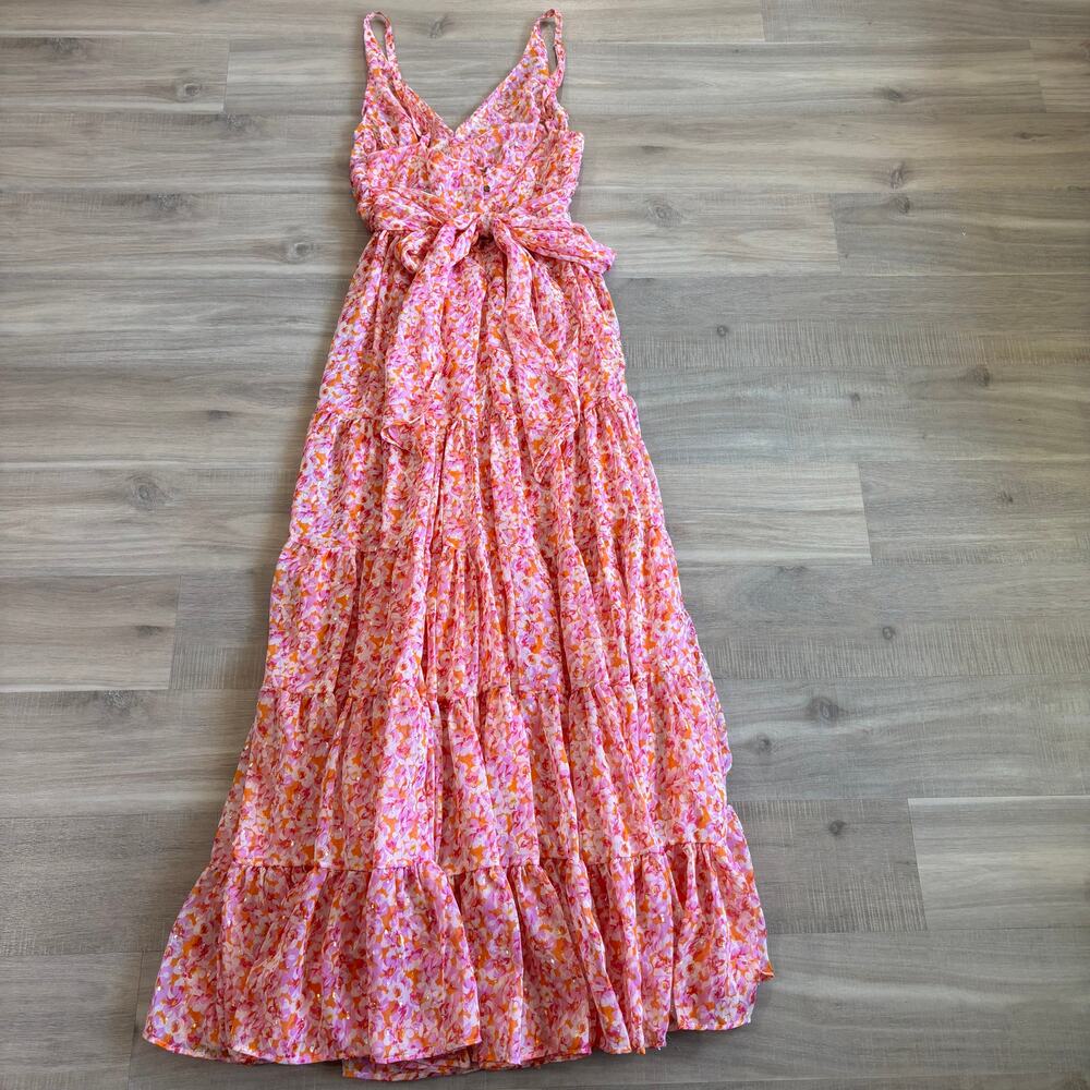 Sabina Musayev Malindi Maxi Dress Women Size Medium Orange Pink Print - Picture 7 of 9